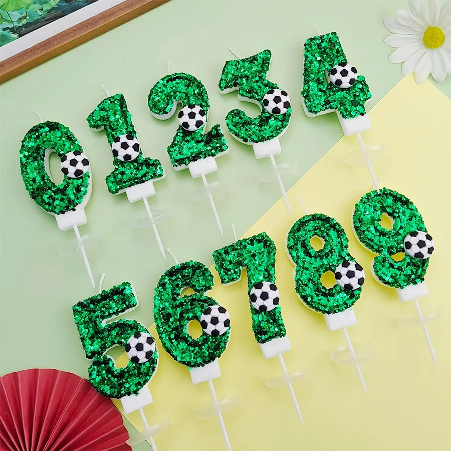 Geburtstagskerzen mit Fußballmotiv, Tortenaufsatz, Nummer 0–9, alles Gute zum Geburtstag, Kuchenkerzen für Kleinkinder, Geburtstag, Party, Dekoration, Sport