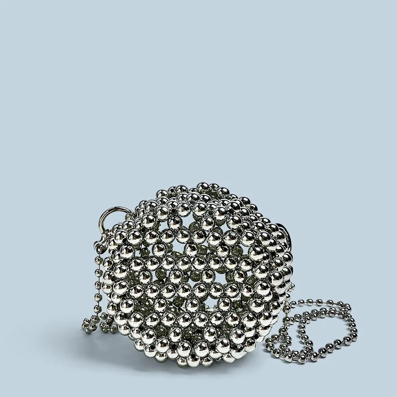 

Fashionable high-end texture handmade bead ball bag, simple and versatile, niche design, crossbody bag, compact bag