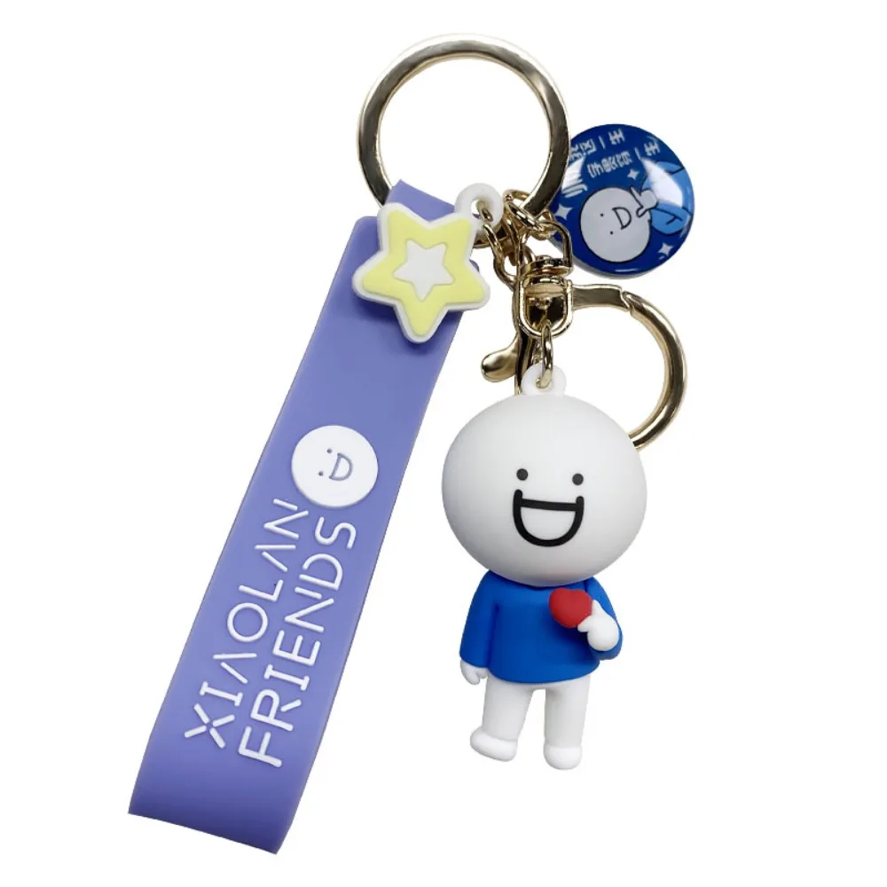 New Xiaolan and His Friend Lovely Pendant Keychain Cartoon Doll Exquisite Couple Schoolbag Keyrings Accessories Boys Girls Gifts