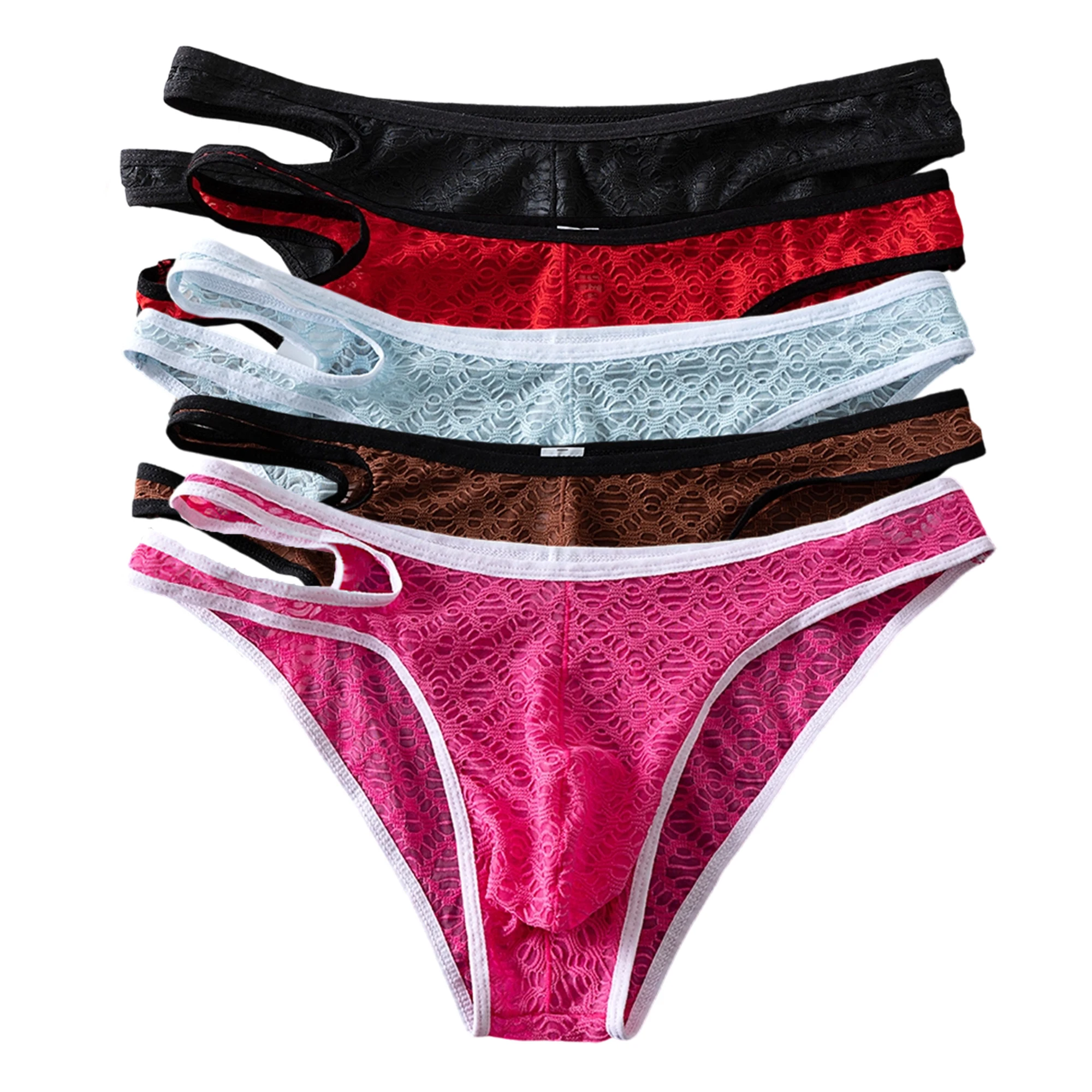 5 Piece Perspective Sexy Men Underwear Cuecas Homme Panties Bulge Pouch Male Briefs Breathable Shorts Jockstrap Bikini G-Strings