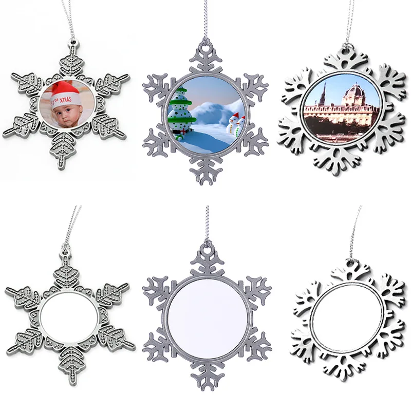 1pcs/lot Custom Sublimation Blanks Metal Discs Coated Sheets Plates For Sublimation Printing Christmas Snowflake Pendant