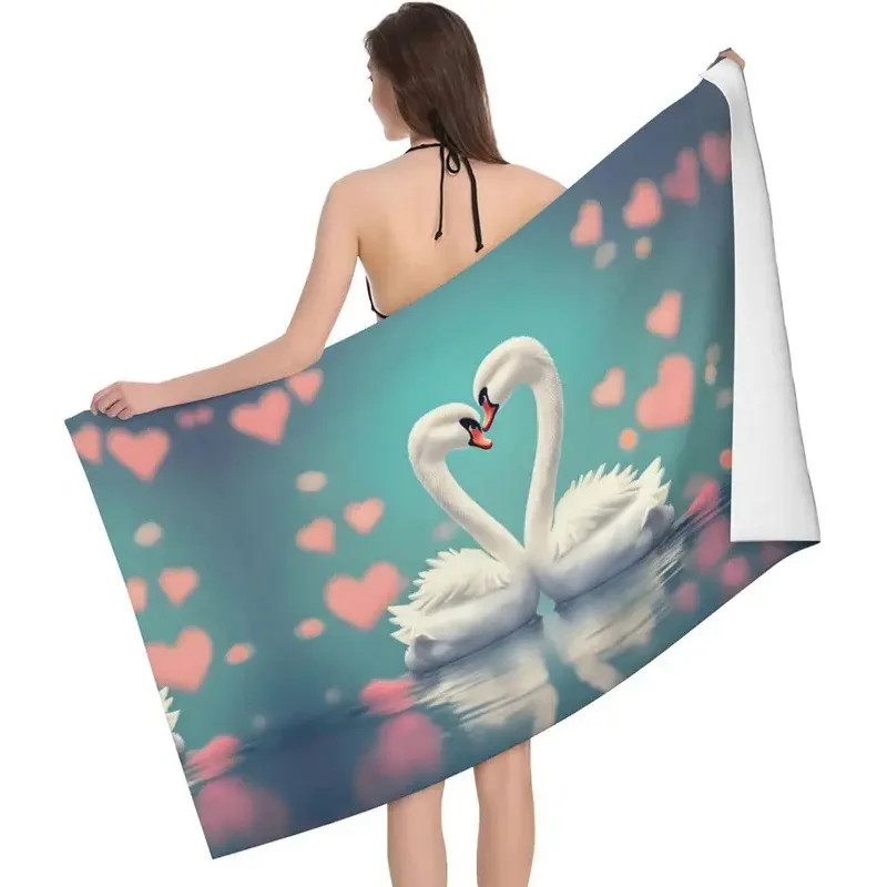 Swan praia toalha, toalha macia do microfiber, toalha de banho, desenhos animados animais, secagem rápida, areia livre, gym, termas, yoga, golf, natação, cabelo, cara toalhas