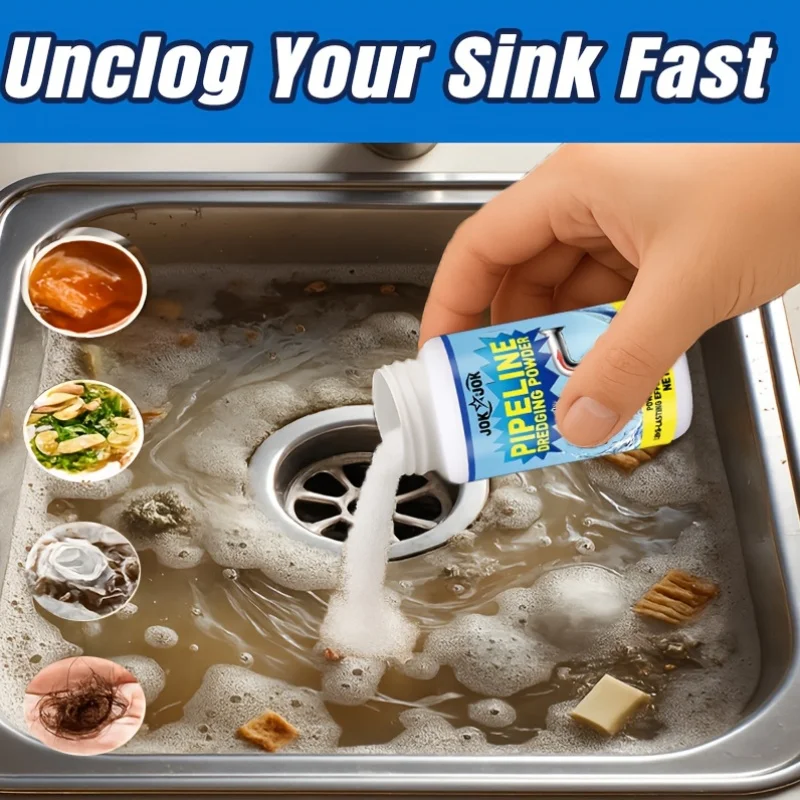 Jokjok Multi-Purpose Kitchen Sink and Toilet Drain Plunger Powder, Quick Unclogging Formula,No Surfactants,Fast Draining Cleaner