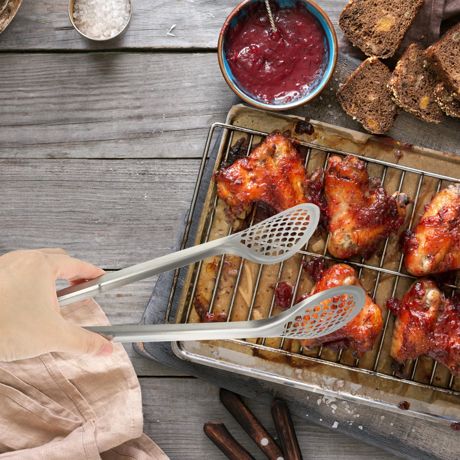 

Food Tong Stainless Steel Rust-Resistant Non-Slip Grip For Grilling Baking Cooking Kitchen Essential Tongs Serving Buffet