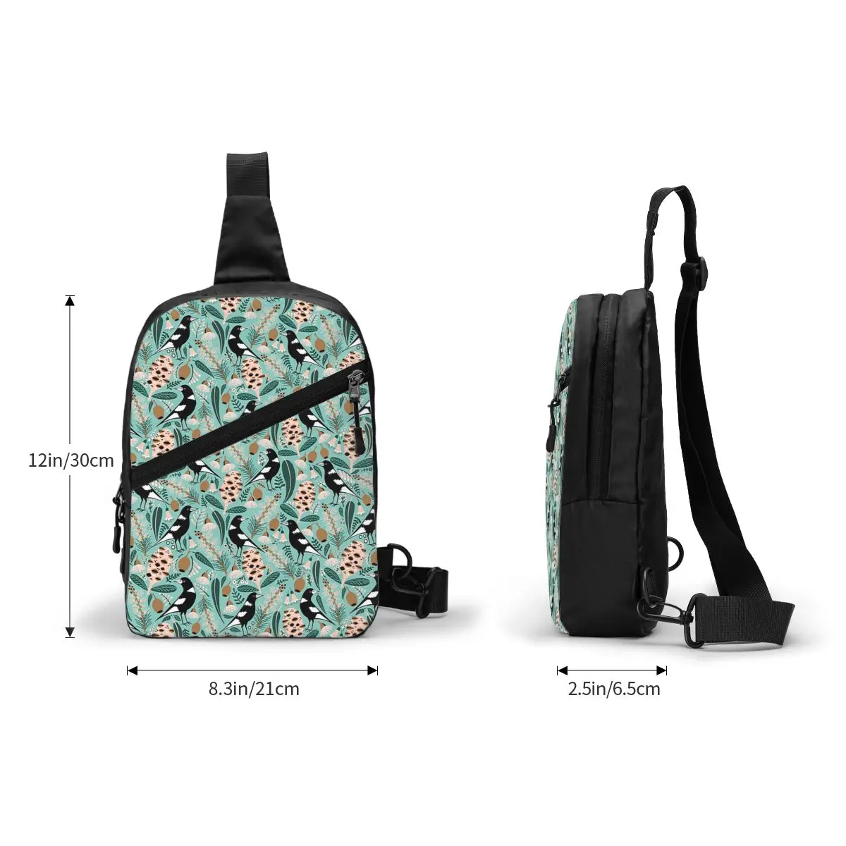 Australian Bush Magpies Chest Bag Men Sling Crossbody Backpack Chest Bag Travel Hiking Daypack Shoulder Bag