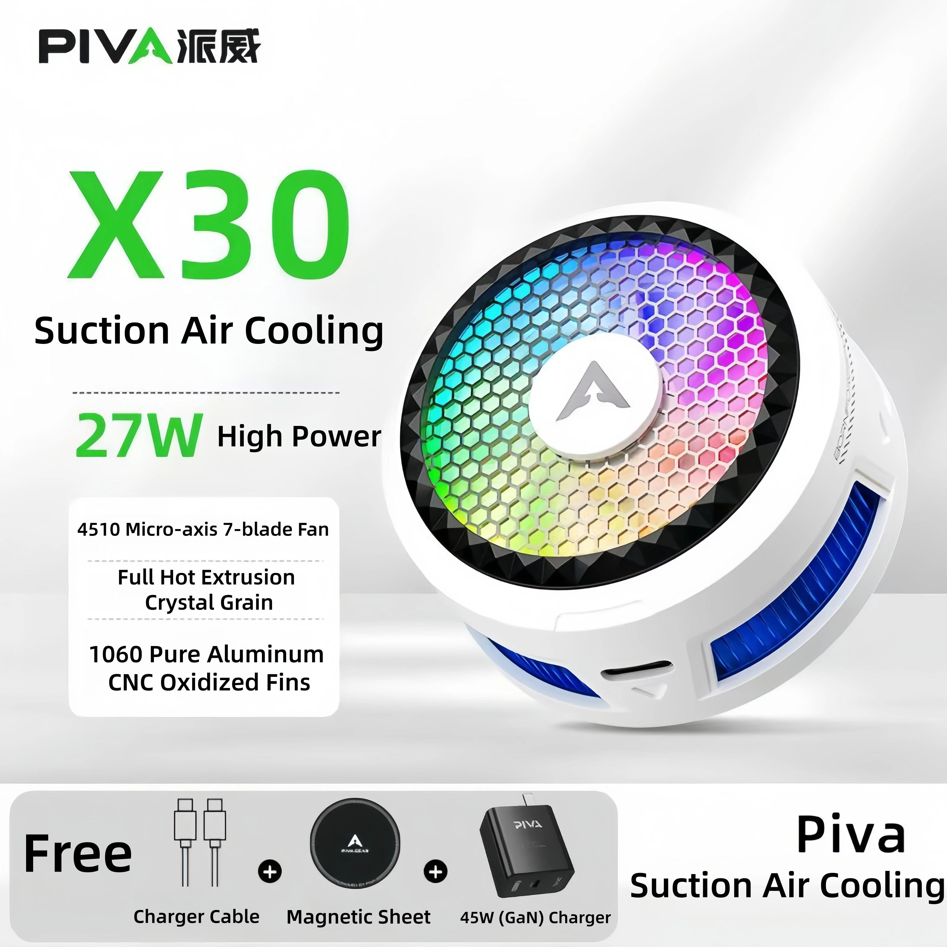 Piva X30 Gaming Phone Cooler Lightweight Magnetic Clamp with Semiconductor Refrigeration for Instant Cooling