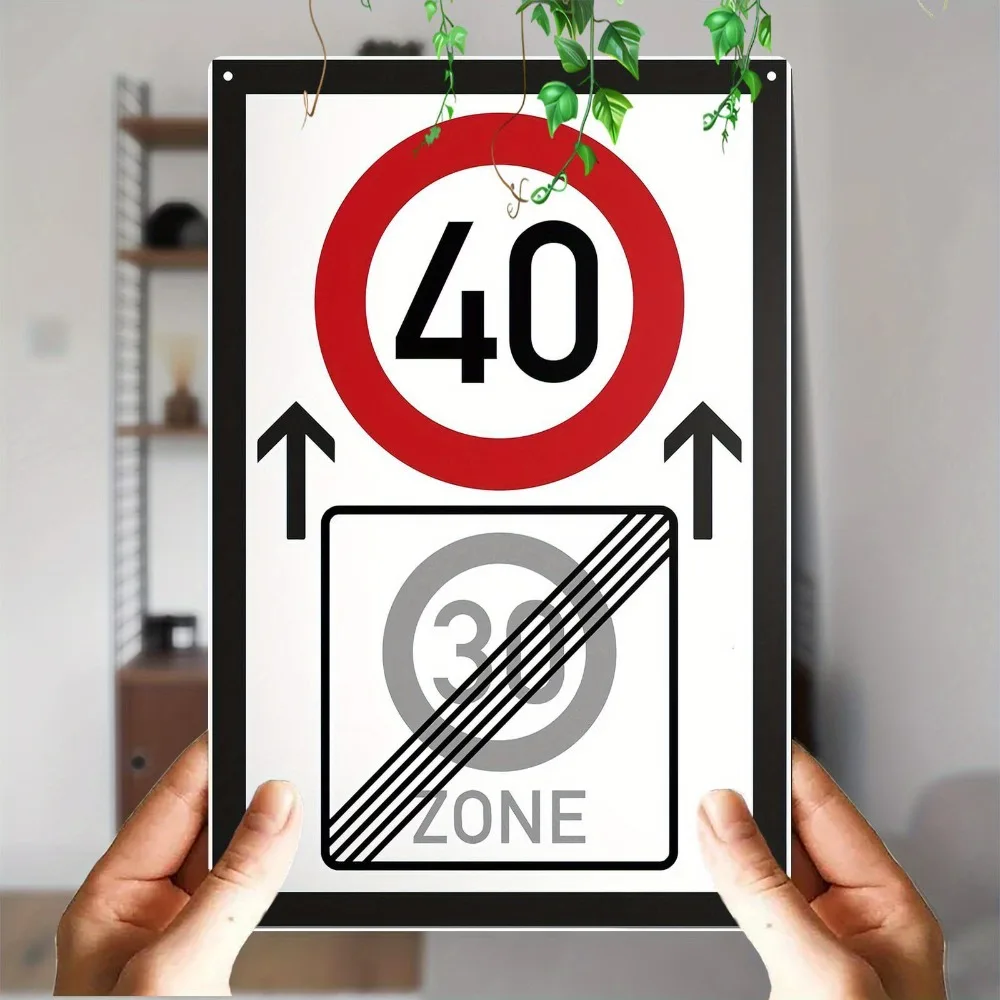 40 Speed Limit Cancel 30 Zone Traffic Road Tin Sign - Vintage Durable Metal Plaque Wall Decor, Home Office Bar Man Cave Wall Art