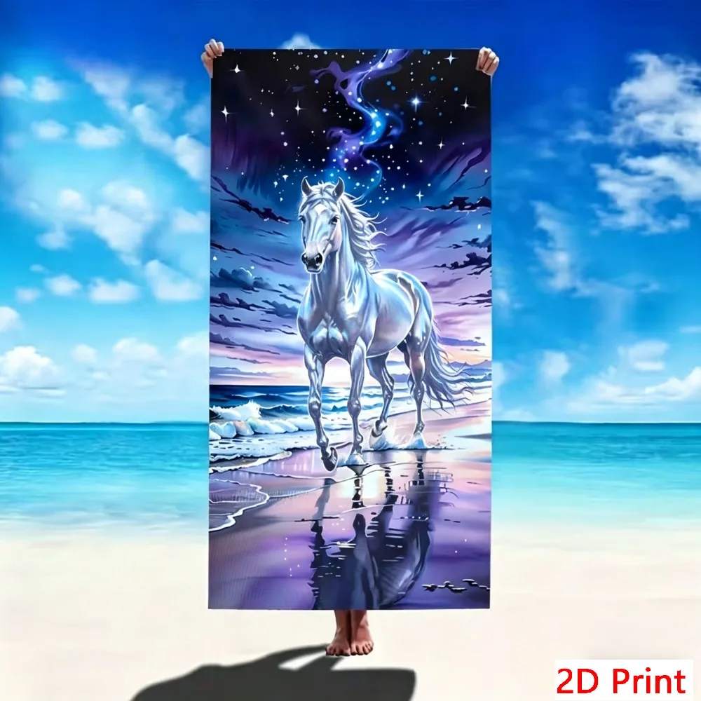 Dreamy Artistic Microfiber Beach Towel Oversized Starry Night Horse Quick Dry Sand Free Giant Bath Sheet Large XL Pool Blanket