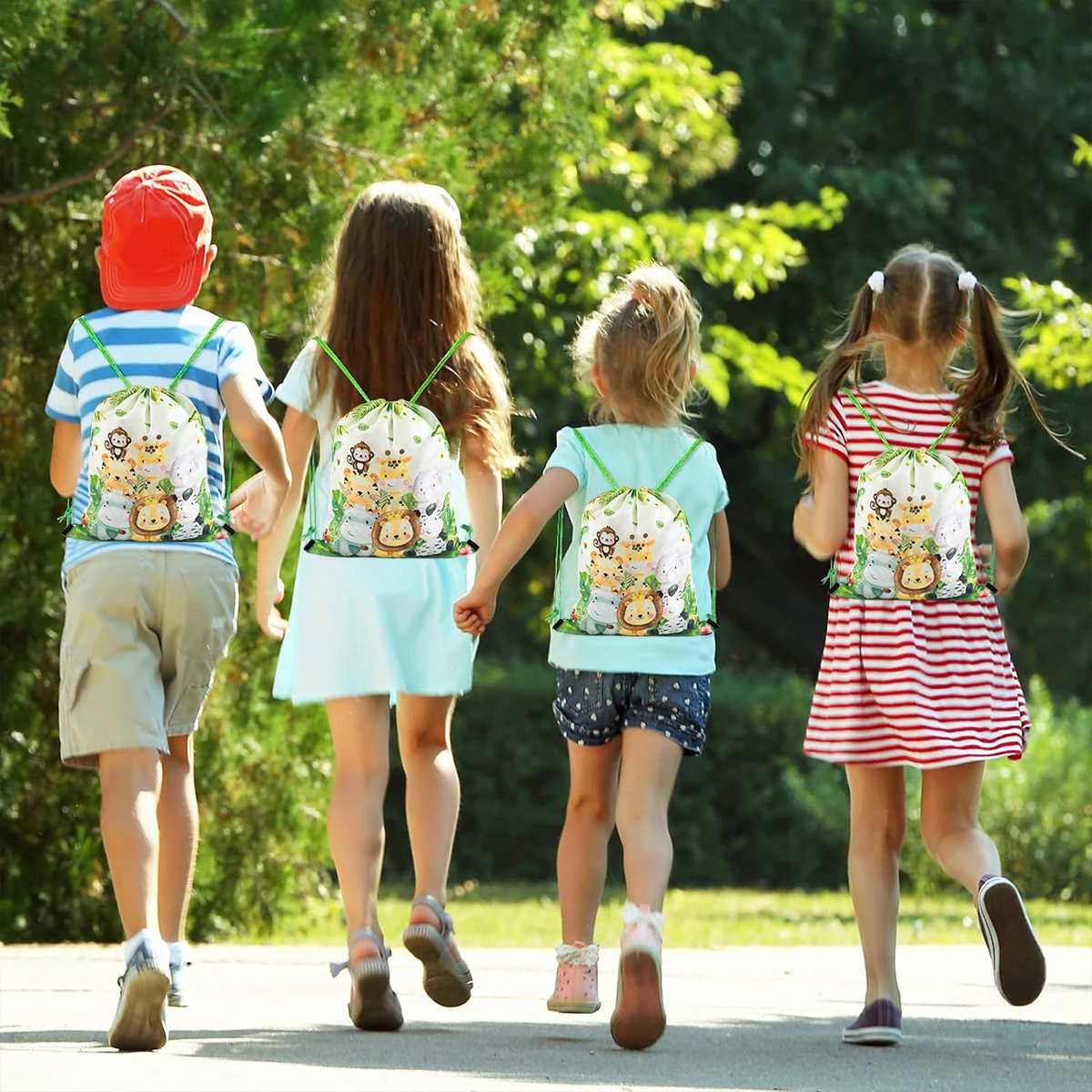 Lot de Sacs de Rangement de Bonbons et d'Animaux de la Jungle, Emballage Cadeau de Poche, Décor de ixd'Anniversaire, Fournitures pour Enfant