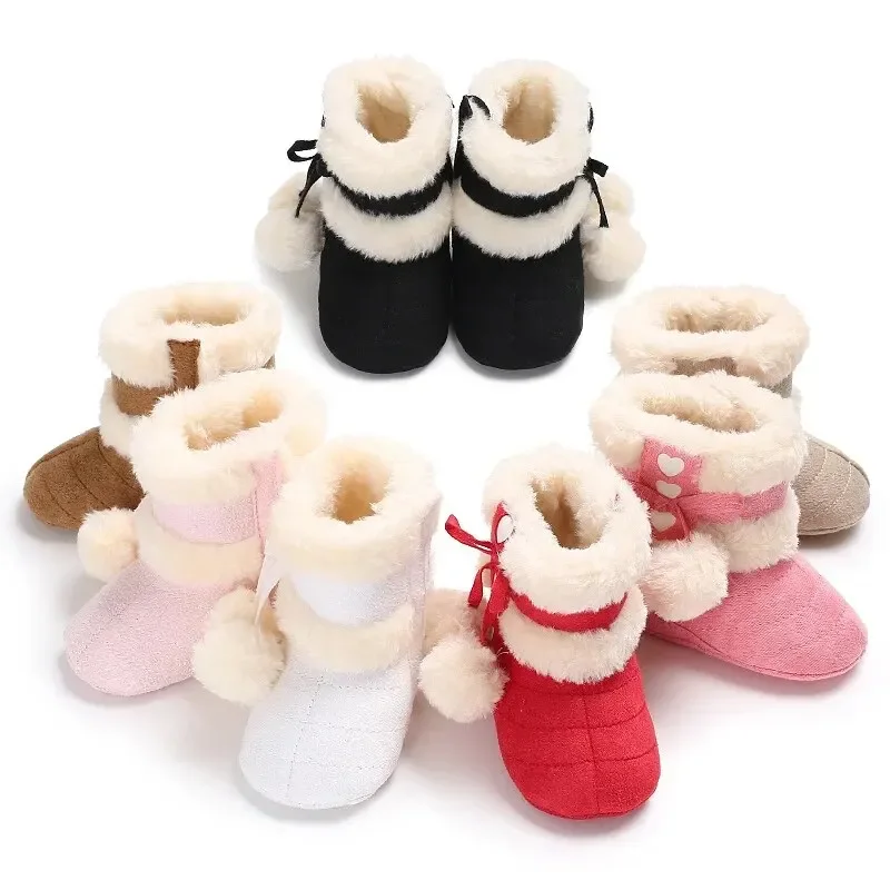 Meckior 2023 Winter Warme Sneeuw Baby Laarzen Pluis 4-kleuren Indoor Cottton Zacht Rubber Pasgeboren Baby Peuter Baby Jongen Meisje Schoenen