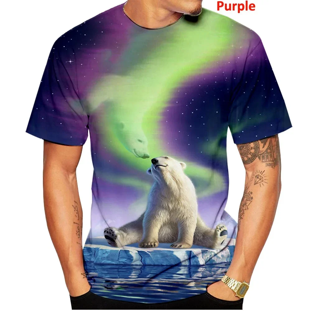 Nowa letnia koszulka 3d Animal Polar Bear Fashion Casual Funny Men Women z krótkim rękawem Harajuku T Shirt