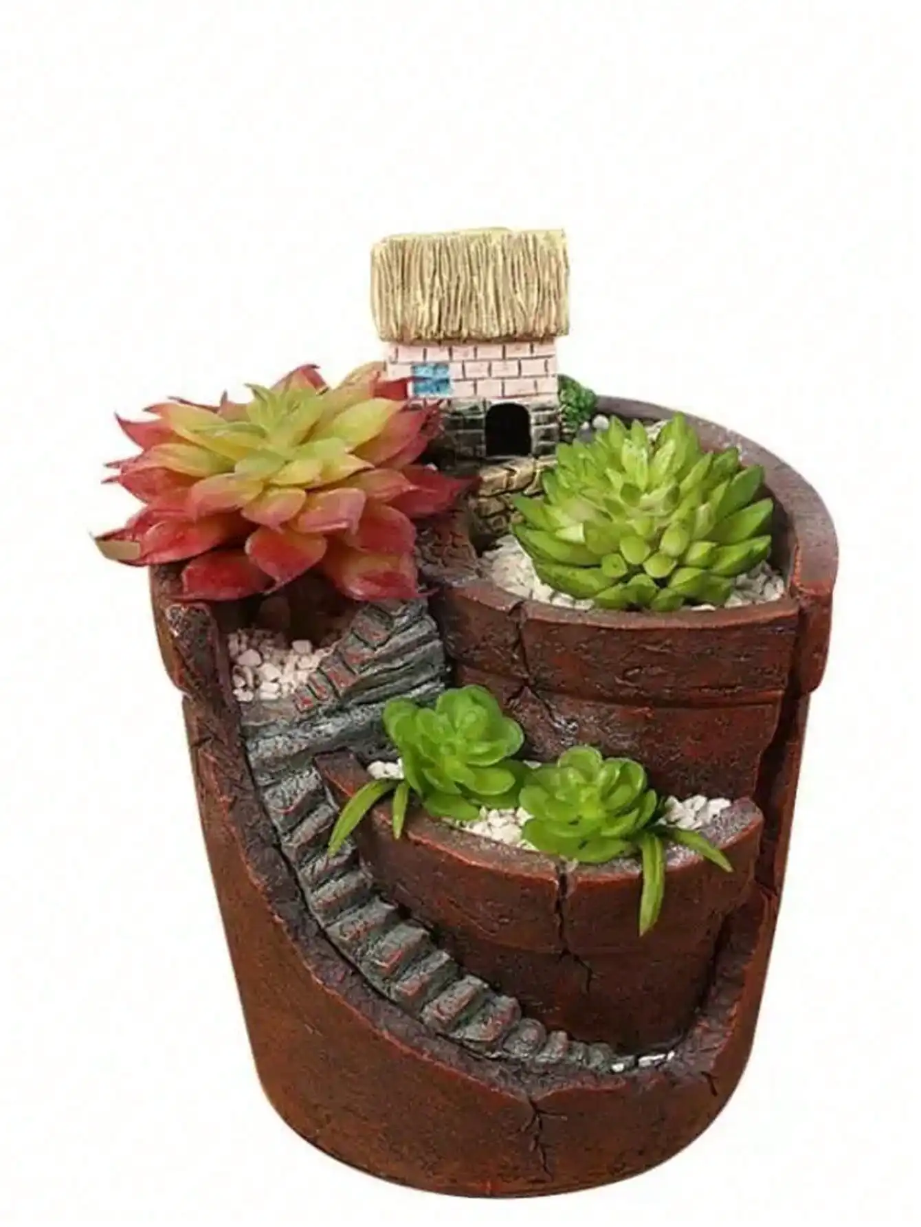 1 Piece of Sky City Resin Flower Pot, Gardening Retro Decorative Ornament Flower Pot, Ceramic Plant Pot, Cactus Flower Pot, Flower Pot Container