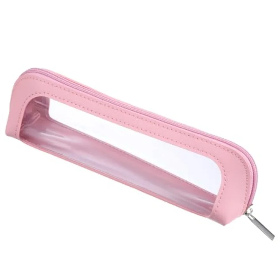 

Small Clear Makeup Bag, PU Leather Travel Makeup Brush Bag Portable Transparent Waterproof Cosmetic Organizer Pouch with Zipper