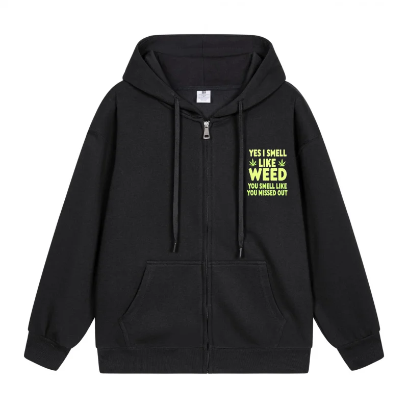 

Men's Zip-Up Hoodie Yes I Smell Like Weed 2025 New Style Casual Couples’ Style Couples’ Style