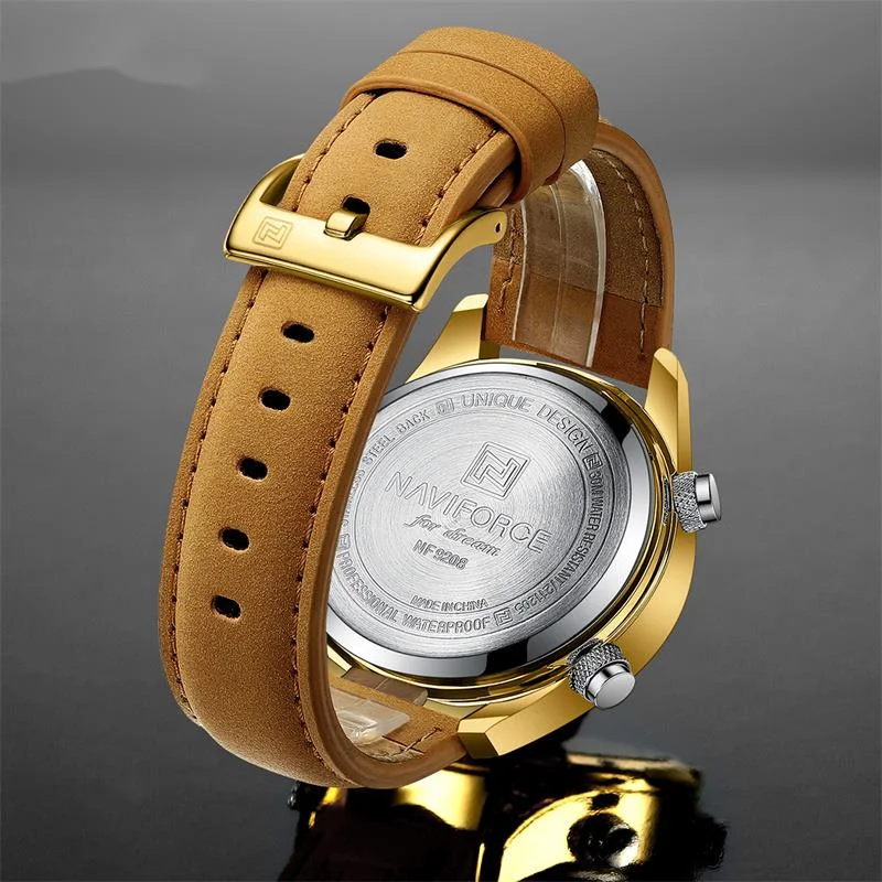 Quartz Watch For Men Double Display Luxury Casual Sports Chronograph Alarm Leather Strap Waterproof Clock Relogios Masculino