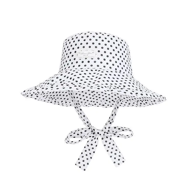 Niedlicher Fischerhut mit Punktemuster und breiter, gerüschter Krempe, UV-Schutz, für Sommer, Strand, Reisen, Outdoor-Aktivitäten – Detail 5