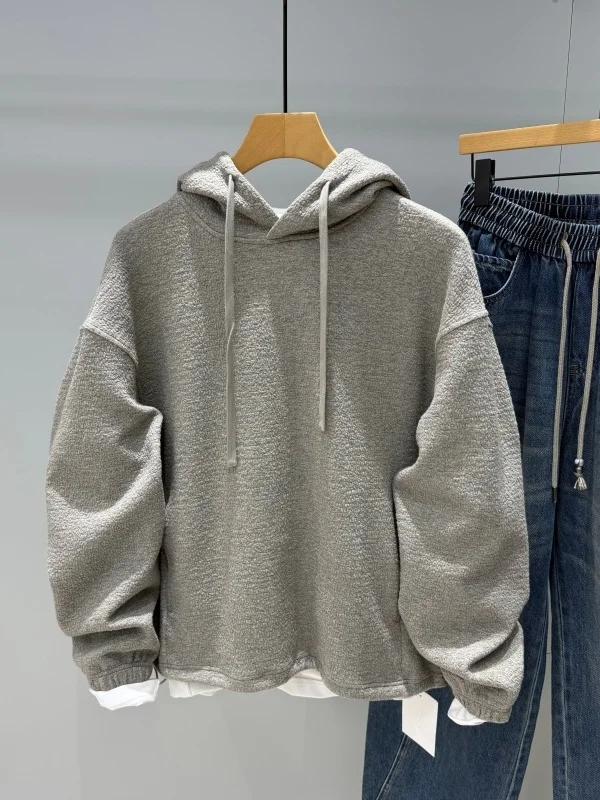 Moletom Masculino Quente e Grosso de Outono Inverno, Solto, Casual, Versátil, Moderno, com Capuz e Mangas Caídas, Estilo Jaqueta