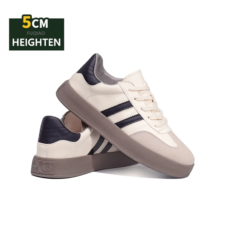 Elevator Shoes for Men Women 5Cm Inside Height Increase Soft Suede Leather Casual Sneakers Comfortable Hidden Lift Sports