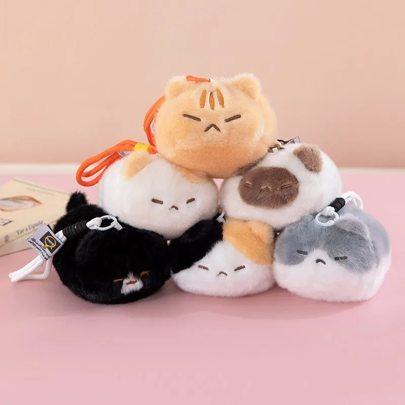 Cute Cat Plush Pendant Cartoon Kitten Figurine Keychain Backpack Hanging Ornament Soft Stuffed Doll Bag Decor Accessory Lovely