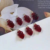 10pcs Simulation Wine Red Cardiac Organ Resin Charms Hallowmas Pendant For Jewelry Make DIY Cute Earring Necklace Bracelet Charm 6