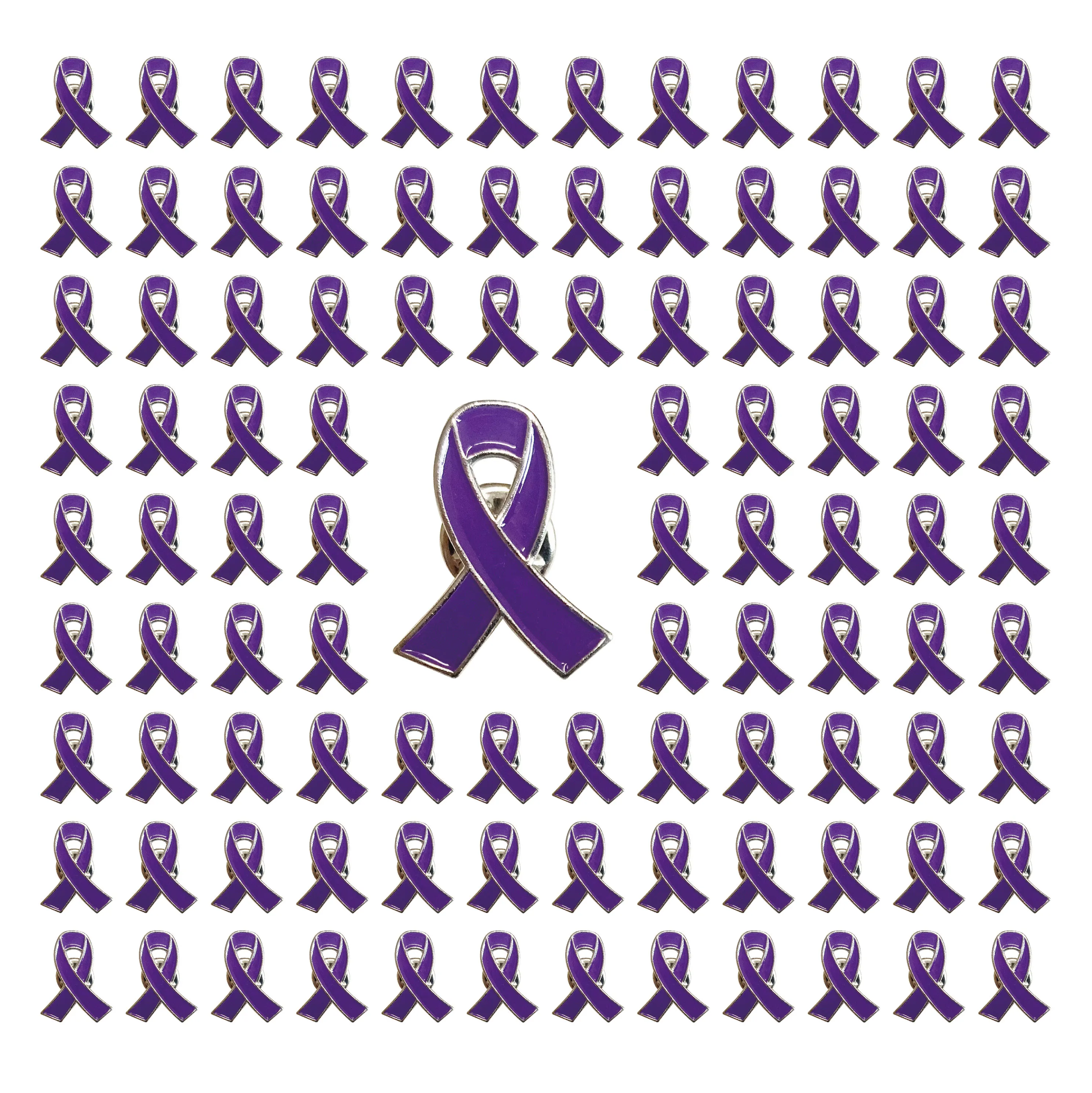 20/100 Pack Domestic Violence Awareness Purple Ribbon Enamel Lapel Pin brooches