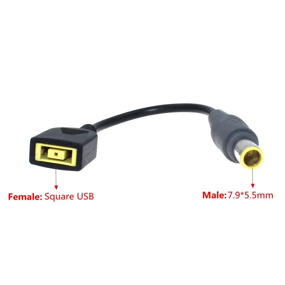 DC Square USB Plug Female To 7.9x5.5mm Male Power Adapter Converter Connector Cable Cord for Lenovo Thinkpad Charger Adapter