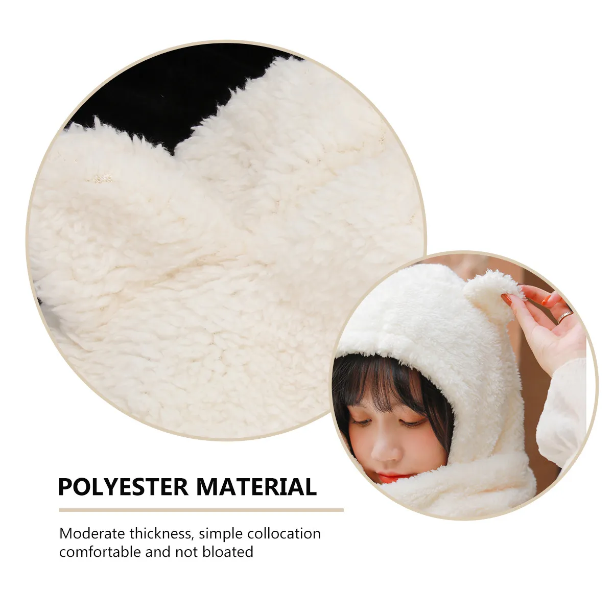 

Bear Ear Scarf Thickened Warm Winter Hat Hoodie Soft Polyester Scarf for Cold Weather Christmas Halloween Gift Fashion Winter