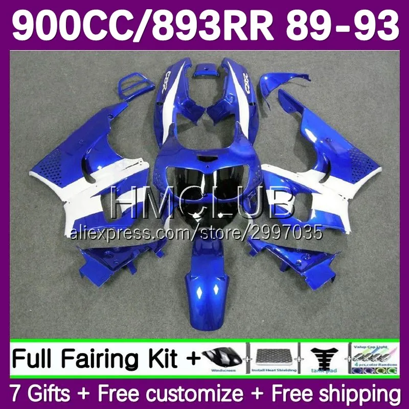 Factory blue Fairing For HONDA CBR900RR CBR 893 893RR 14No.30 CBR893 RR CC 1989 1990 1991 1992 1993 CBR893RR 89 90 91 92 93 Body