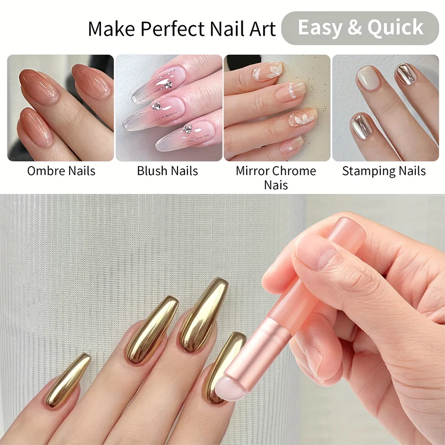 3PCS Silicone Nail Brush, Reusable Nail Chrome Applicator, Nail Art Tools, Ombre Nail Brushes for Nail Art for Gel Nails