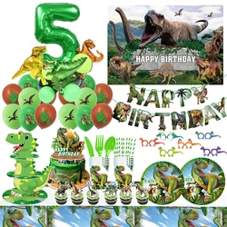 Jurassic World Dinosauro Decorazioni per feste di compleanno Tyrannosaurus Rex Tovaglia Bicchieri di carta Piatti Palloncini di dinosauro Bomboniera per bambini