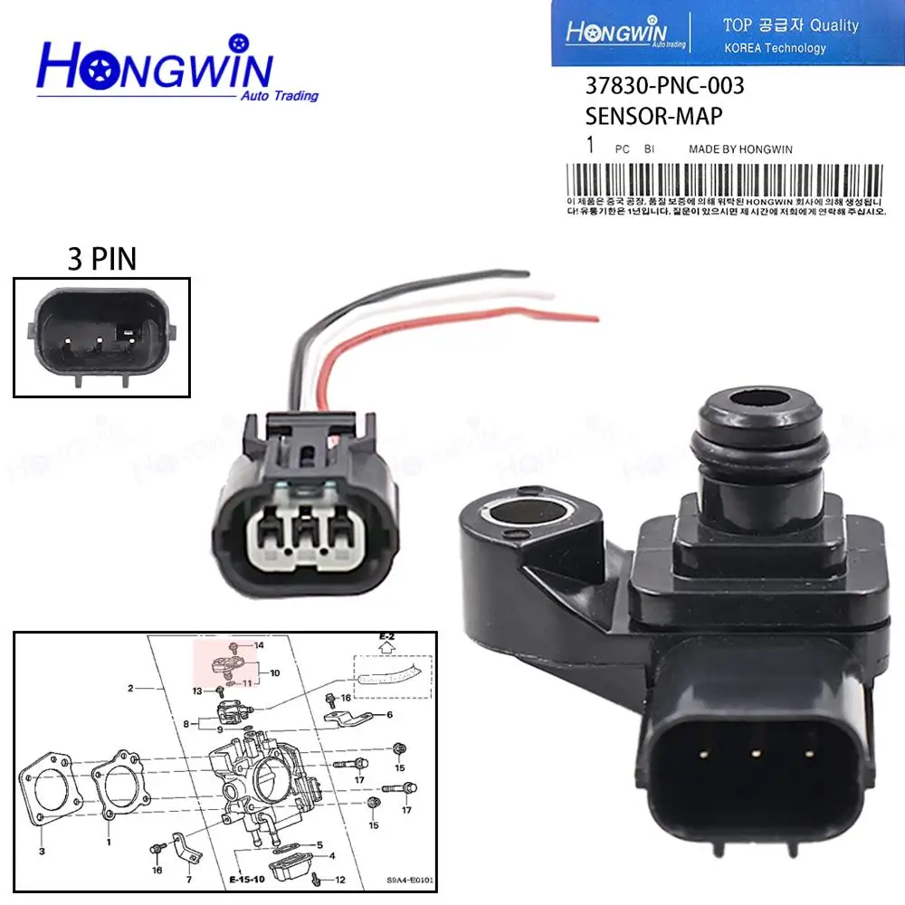 Manifold Pressure MAP Sensor 37830-PNC-003 For Pilot Odyssey Element CR-V Accord Ridgeline Civic  Acura RSX TL TSX 079800-7240