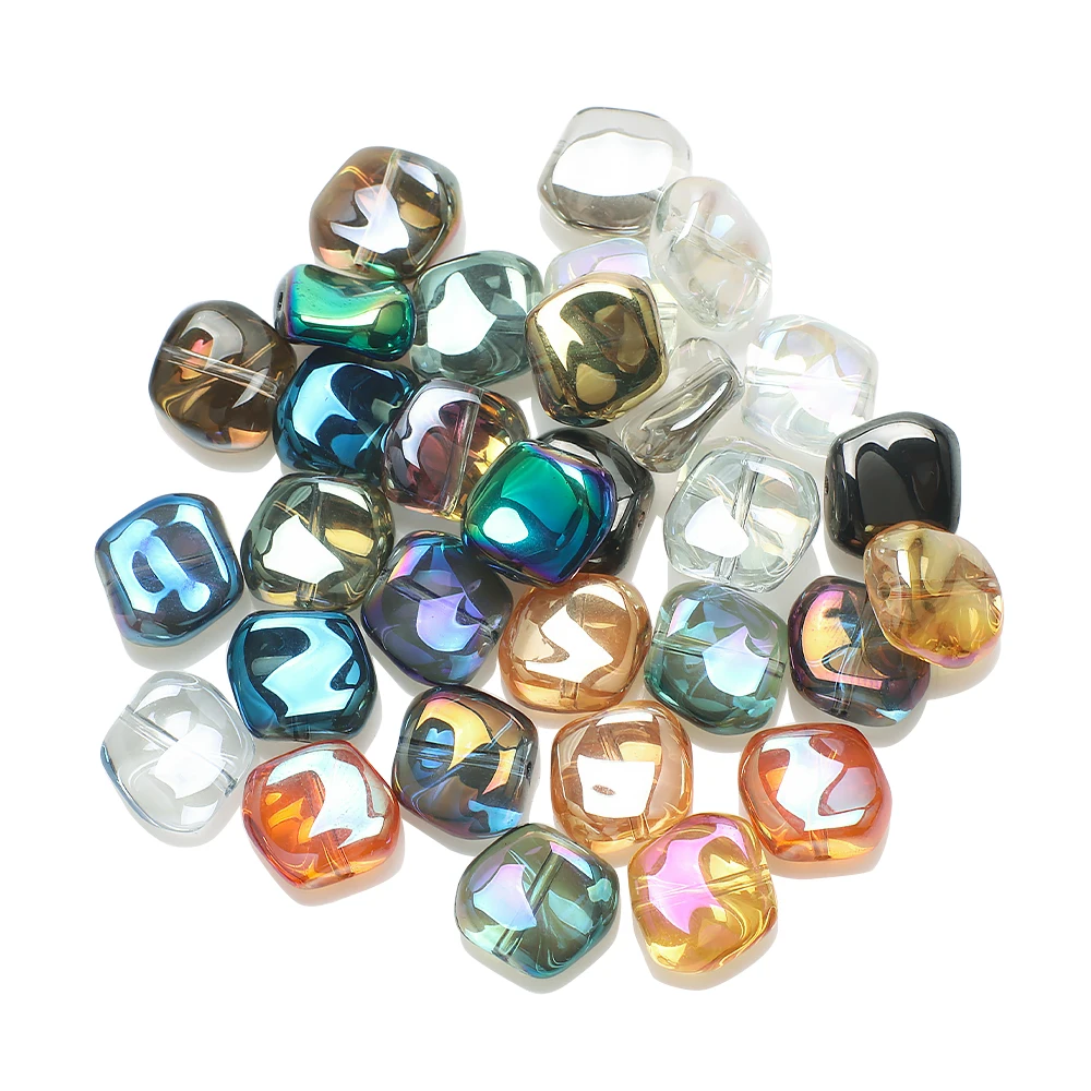 20 Stück glänzende Kristallglas-Perlen in unregelmäßiger quadratischer Form, Schmetterlings- und Herzperlen für DIY-Halsketten, Armbänder, Ohrringe und Schmuckherstellung