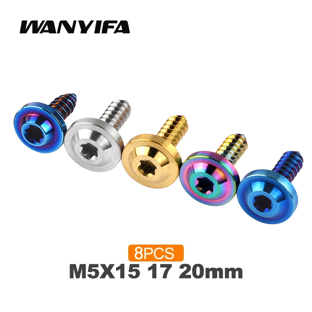 

Wanyifa 8pcs Titanium Bolt Self-Tapping Torx Flange Screw M5x15 17 20mm for Bike Bicycle Screws