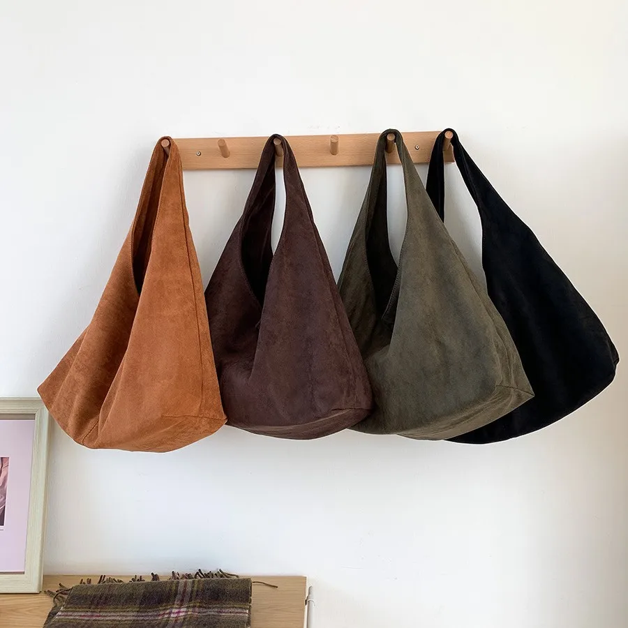 

Vintage Faux Suede Hobos Women Shoulder Bags Large Capacity Tote Bag Retro Trend Autumn Big Shopper Purses Handbags 2025
