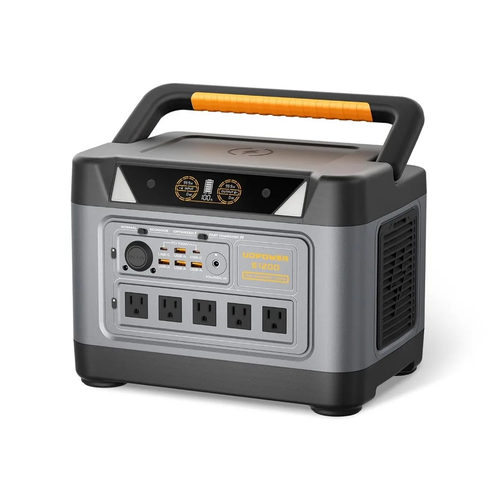 1200W Portable Power Station 1800W Surge, 400W Solar Input, UPS, UL2743, Pure Sine Wave, Home RV Emergency, Custom