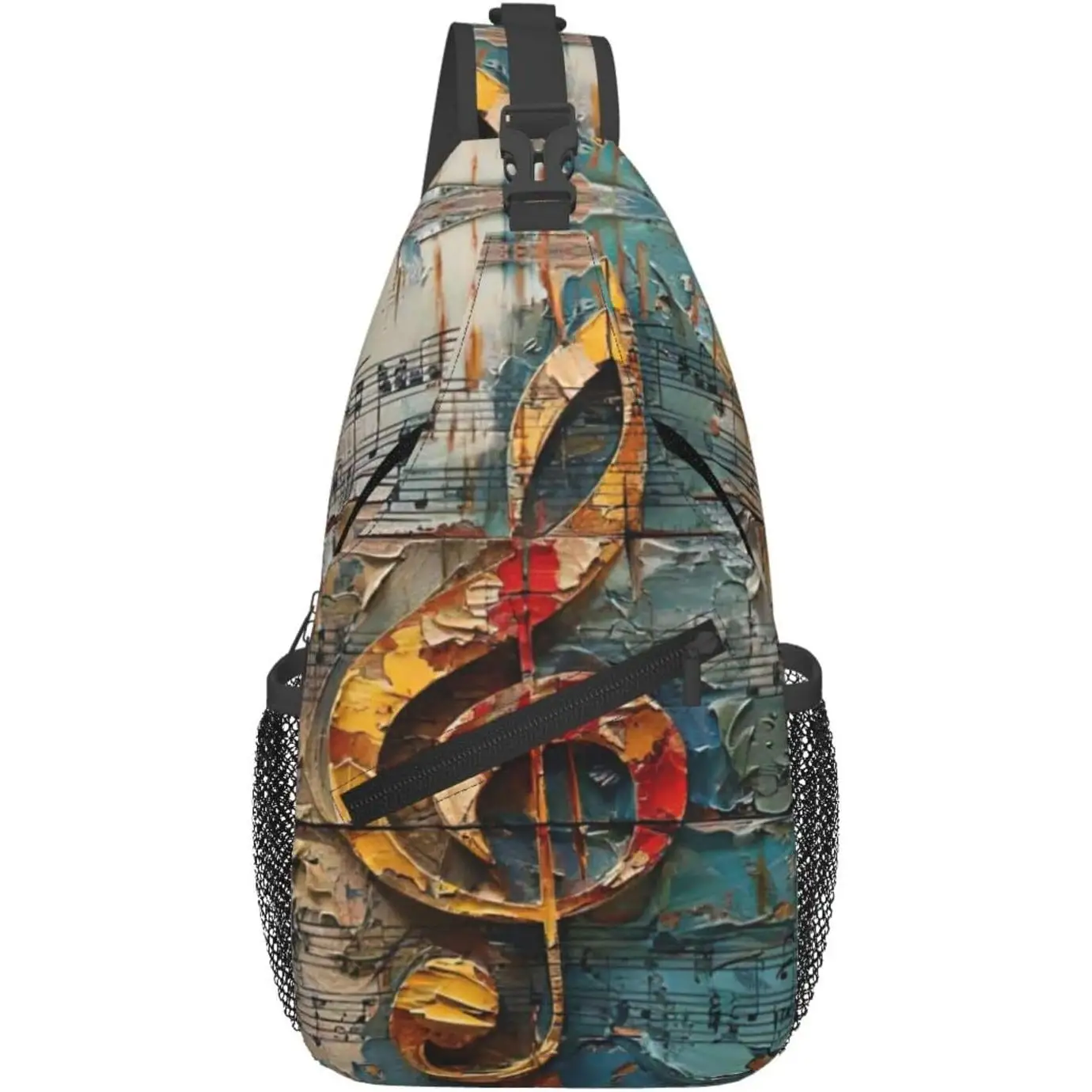 

Music Notes Print Sling Bag Crossbody Sling Backpack Cross Body Shoulder Bag Travel Hiking Daypack Reusable Multipurpose
