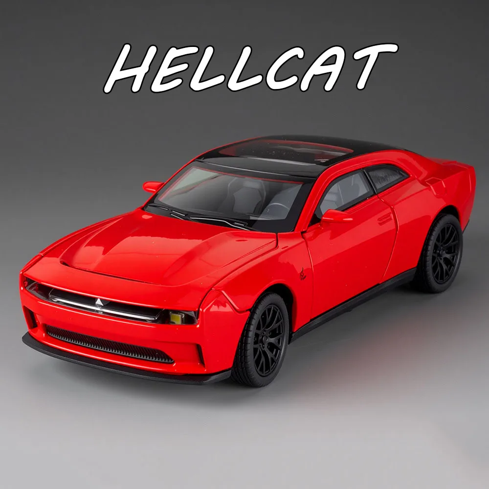

1:32 Scale Challenger SRT Hellcat Eldorado Toys Cars Models Doors Opened Wheel Steering Miniature Vehicles Toddler Kids Gifts