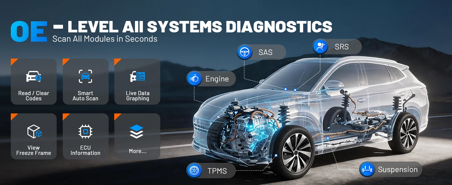 VDIAGTOOL VD80BT LITE OBD2 Scanner All Systems Automotive Diagnostic Tool Bidirectional Scanner 28+ Resets FCA&DOIP ECU Coding