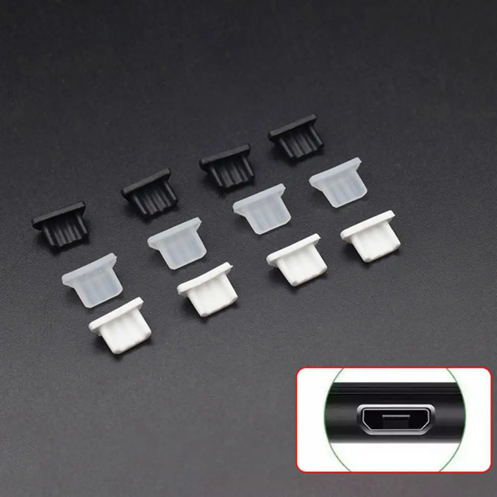 Mini Teléfono de silicona, 5 piezas, antipolvo, cargador micro-usb, enchufe antipolvo