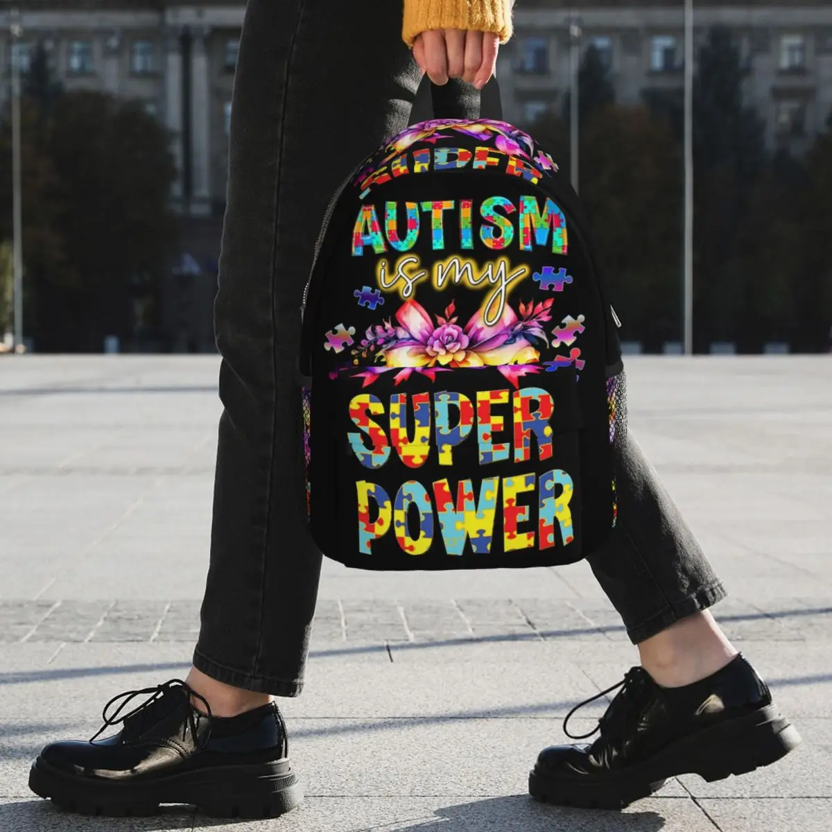 Empowering Autism Awareness With Specialized Backpack Student BookBag Kids School Bag Computer Shoulder Bags for Boys Girls