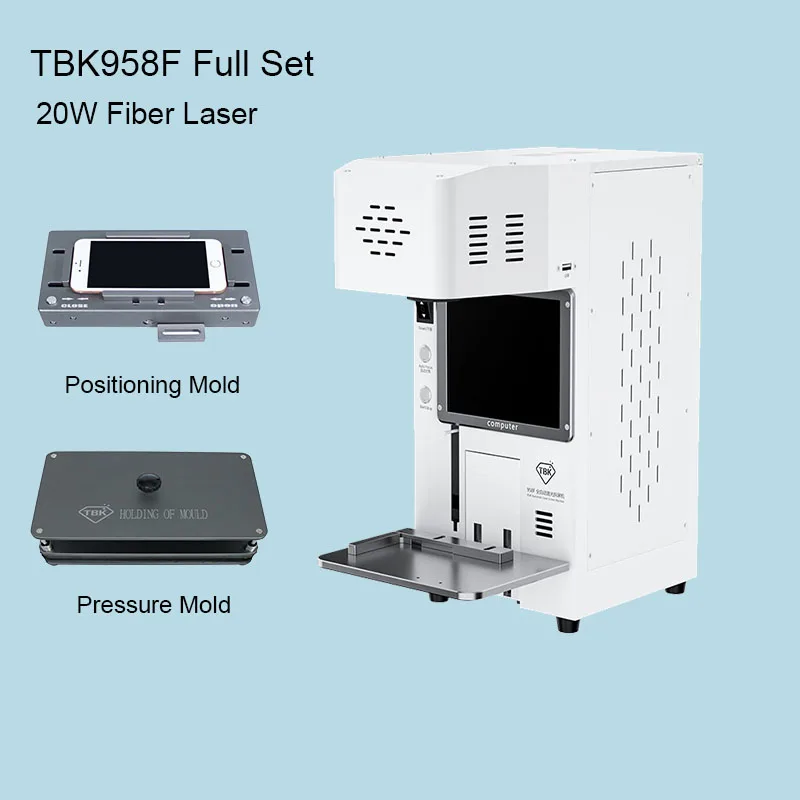 TBK 958F Full Set Cellphone Back Glass Rear Cover Separator Removal Engraving Repairing Device TBK 958F 20W Laser Machine