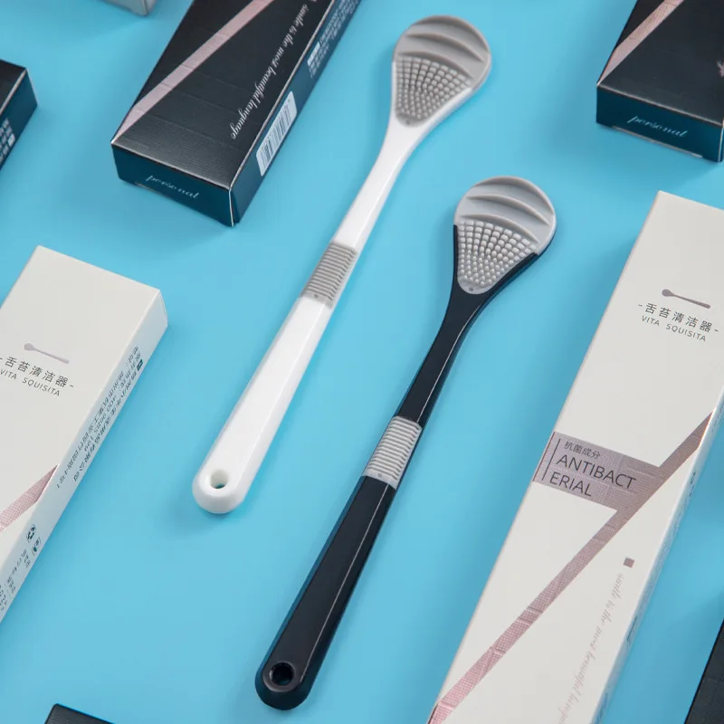 

Tongue Scraper Double Side Tongue Cleaner Brush Cleaning Coated Tongue Toothbrush Fresh Breath Oral Care Tools
