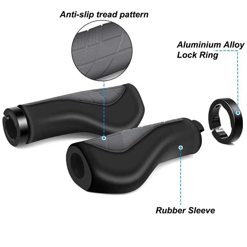 Велосипедные ручки A26P, эргономичные ручки, нескользящие резиновые ручки на руль, велосипедные ручки для электронного велосипеда 22,2 мм, серые