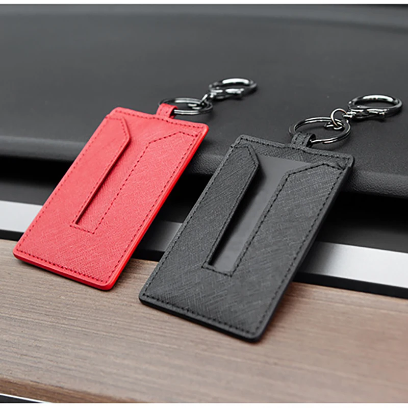 

For Tesla Model 3 Y Accessories Key Case Key Ring Bag Chain Clip Accessories Leather Car Key Card Holder Protector Cover