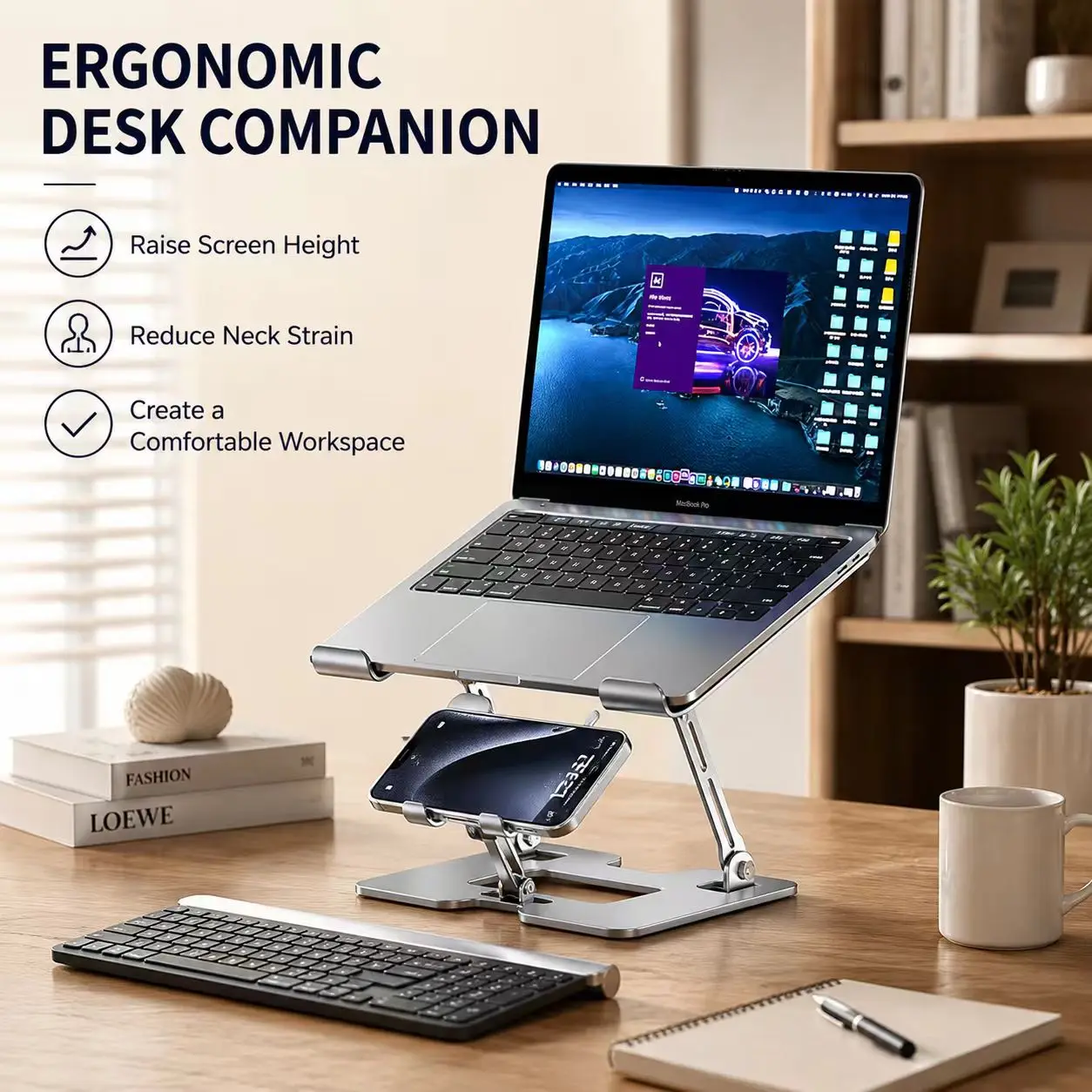Dual-use Cooling Stand Hollow Ventilated Adjustable Desktop Support for Phone Laptop Tablet