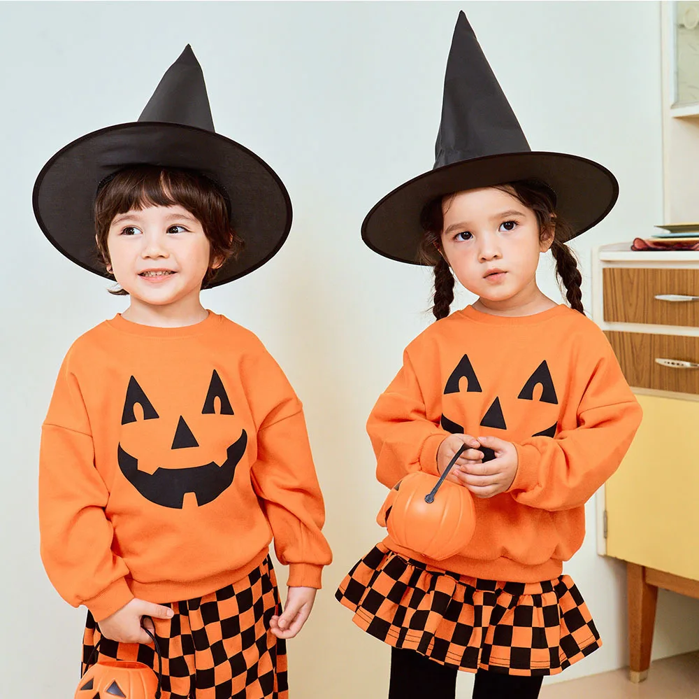 Jungen Mädchen Halloween Kürbis-Outfit Feiertagsparty Kinder Langarm Weiches Bequemes Set Atmungsaktives Kinder-Freizeit-Outfit Niedliches Zweiteiler-Set für Babys – Detail 17