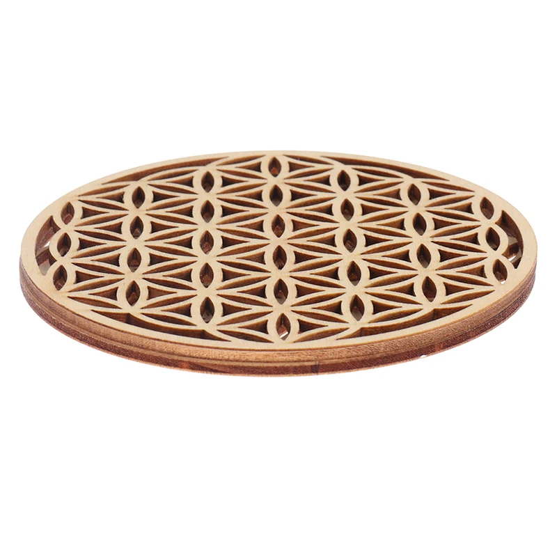 Creative Chakra Pattern Coaster Wood Flower of life Natural Symbol Round 1PC