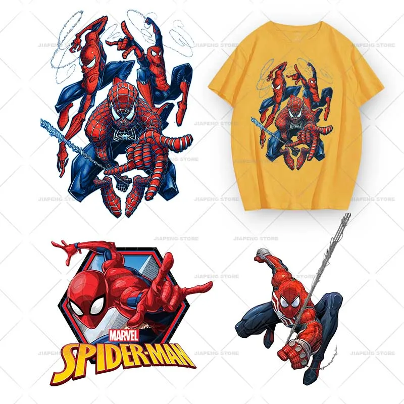 New SpiderMan Patches for Clothes Iron on Heat Transfer Vinyl Sticker on Clothing T-shirt Fashion COOL Printed for Kids Gift