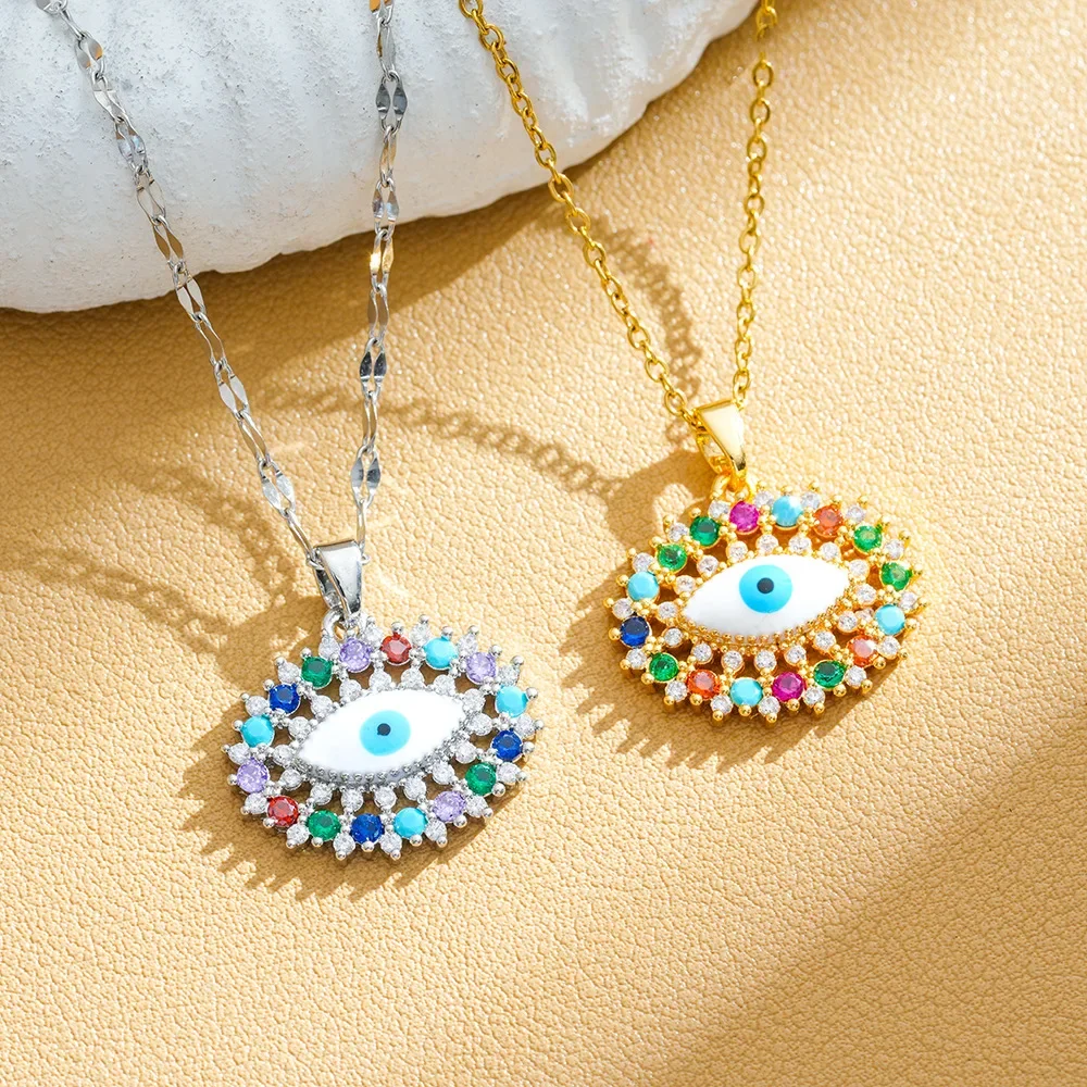 

The new Turkish Blue Eye Devil's Eye titanium steel women's necklace in 2025, a niche collarbone chain