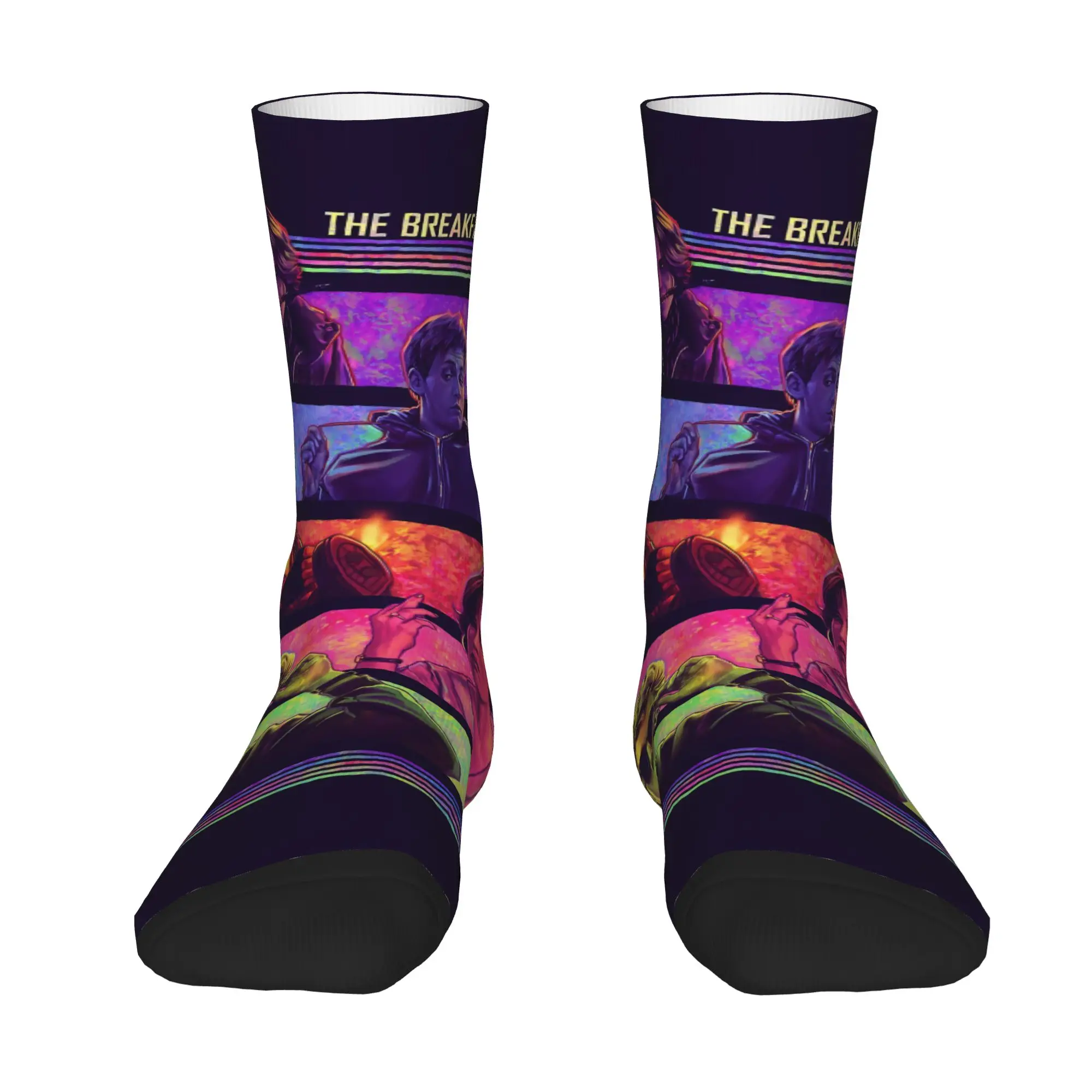1 Pair Hip Hop Vintage Rainbow Stripes Gradient Five Characters Crazy Men's Sock The Breakfast Club Harajuku Pattern Sock